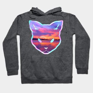 Prismatic iridescent sunset ocean cat Hoodie